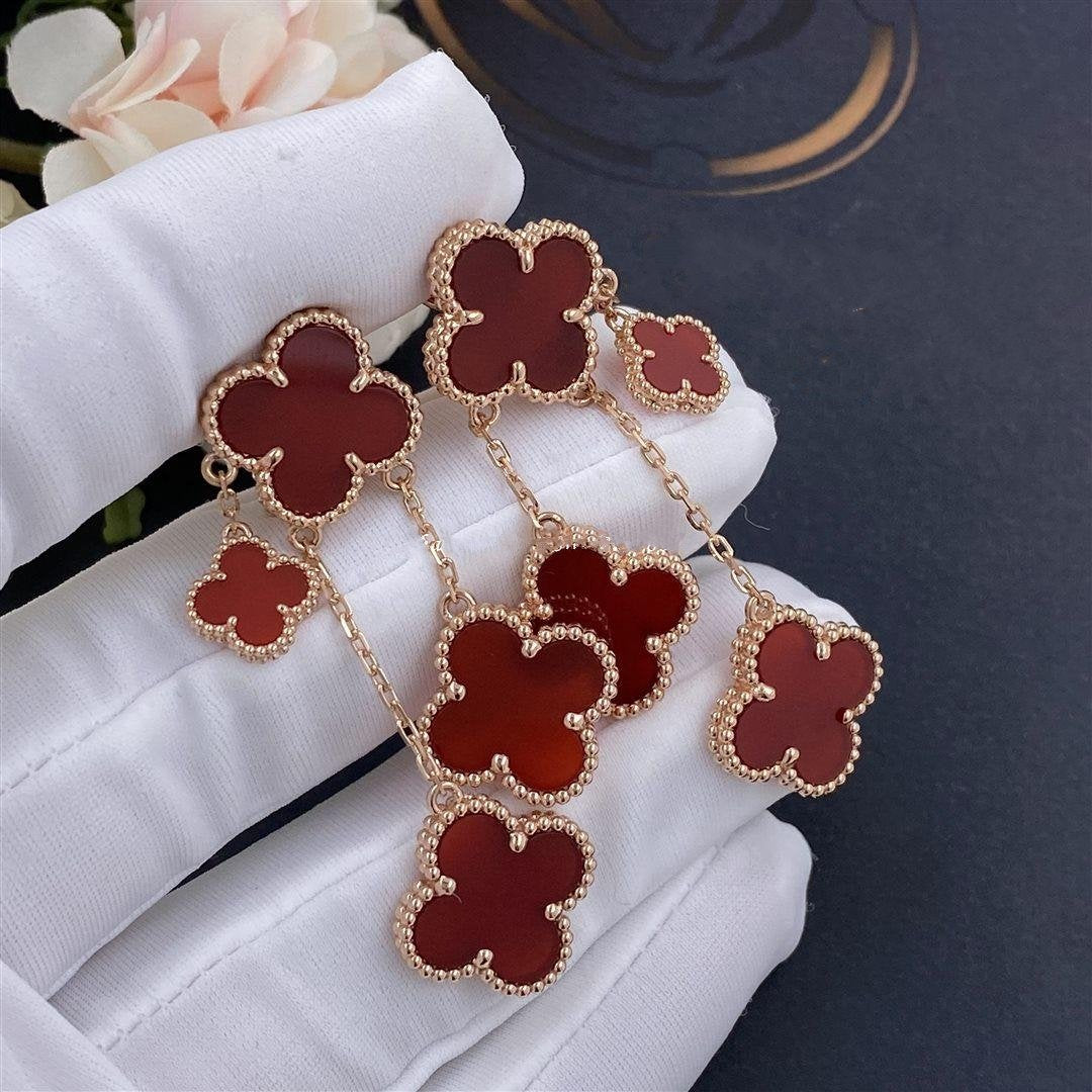 [Clover]CLOVER EARRINGS CARNELIAN 4 MOTIFS PINK GOLD