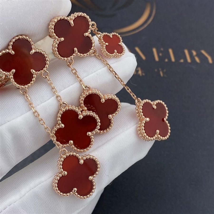 [Clover]CLOVER EARRINGS CARNELIAN 4 MOTIFS PINK GOLD