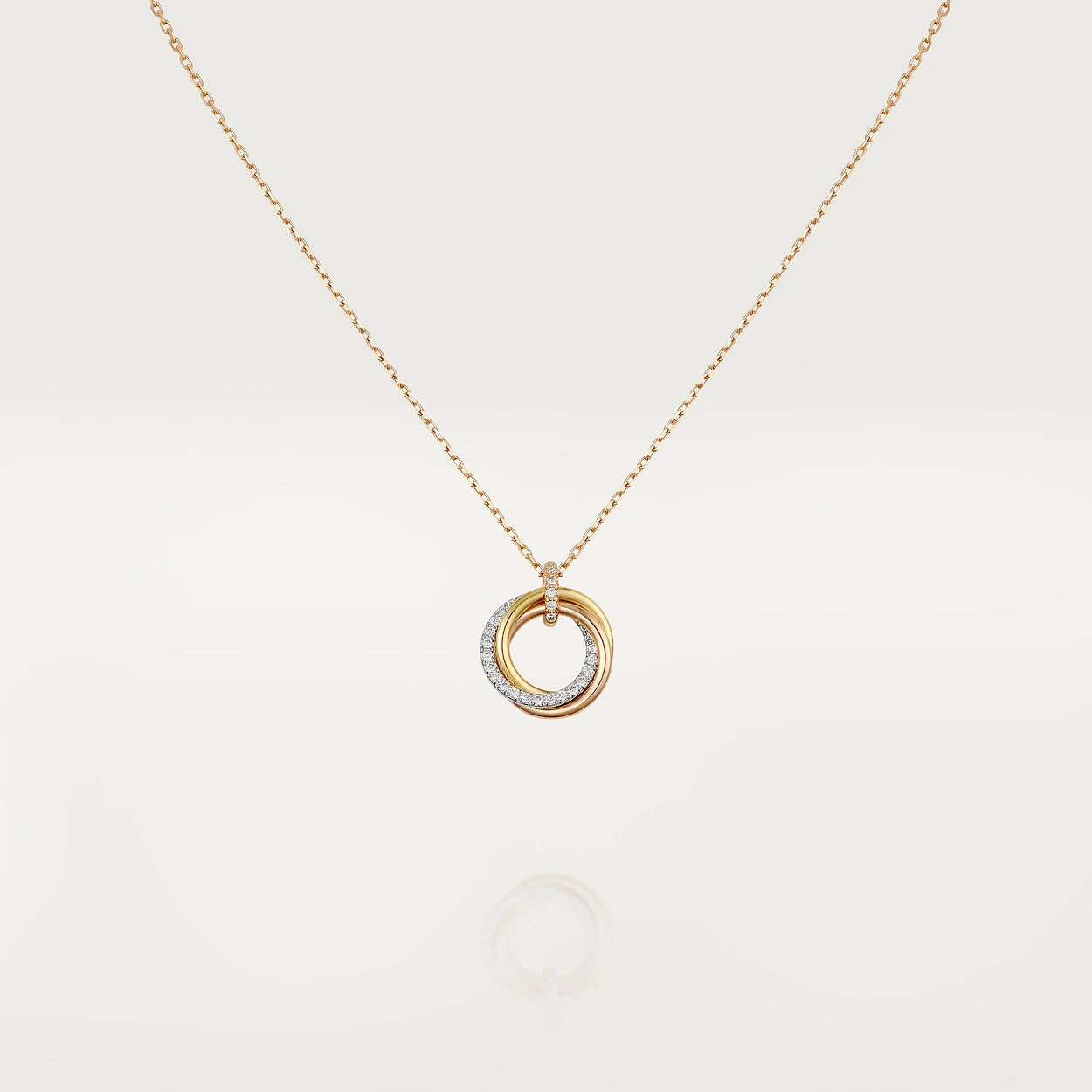 [Clover]TRINITY NECKLACE SILVER GOLD PINK GOLD DIAMONDS