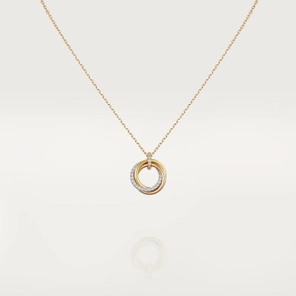 [Clover]TRINITY NECKLACE SILVER GOLD PINK GOLD DIAMONDS