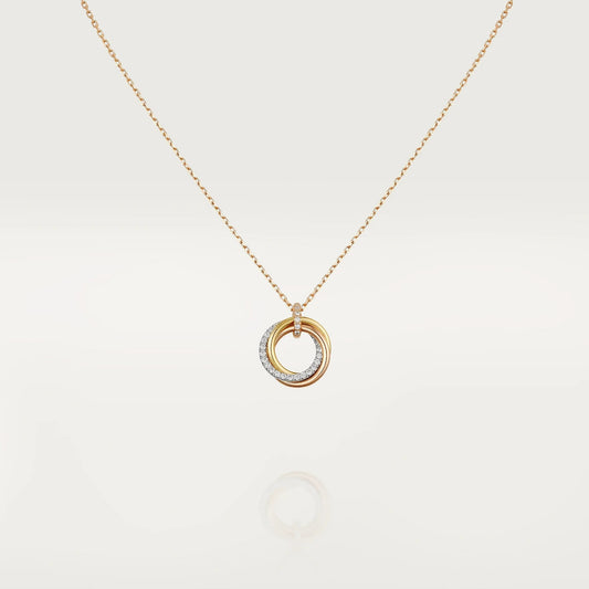 [Clover]TRINITY NECKLACE SILVER GOLD PINK GOLD DIAMONDS