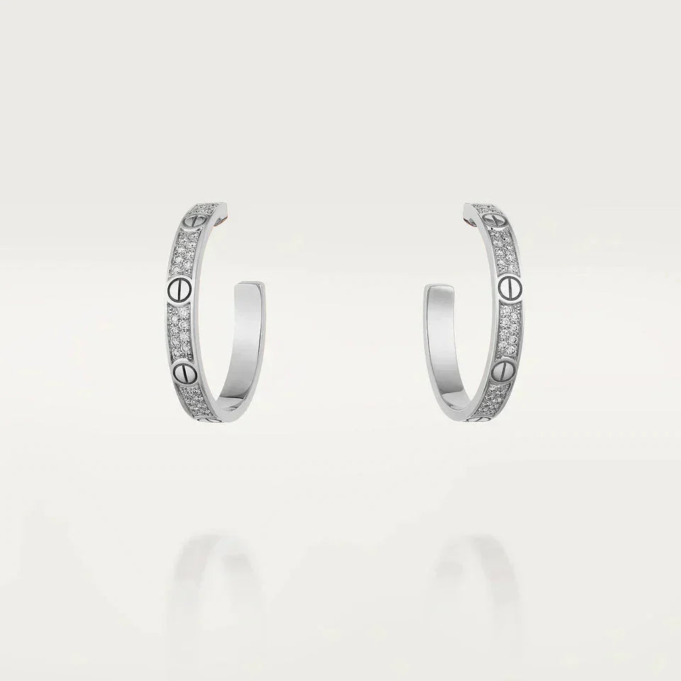 [Clover]LOVE DIAMOND SILVER HOOP EARRINGS