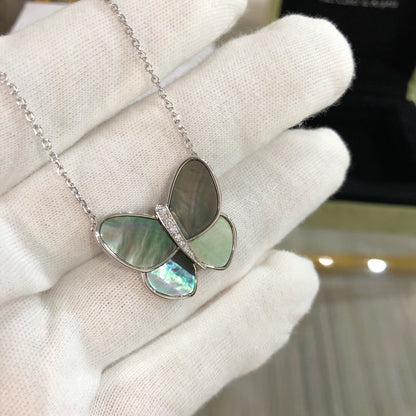 [Clover]LARGE BUTTERFLY SILVER PENDANT DIAMOND NECKLACE
