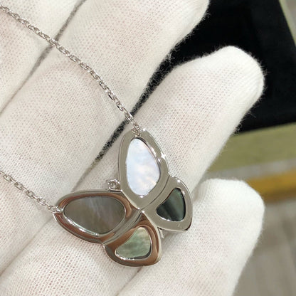 [Clover]LARGE BUTTERFLY SILVER PENDANT DIAMOND NECKLACE