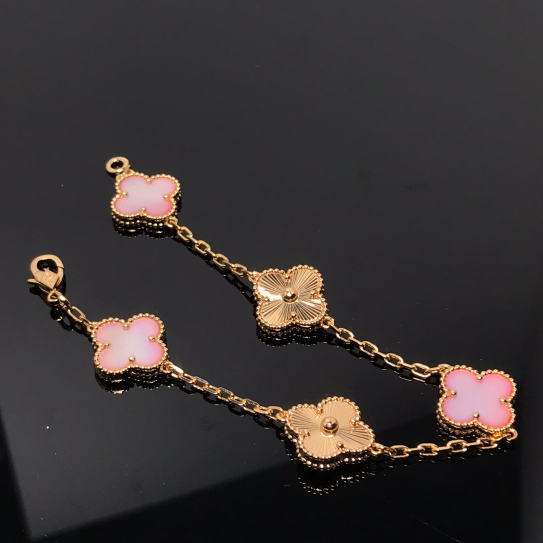[Clover]CLOVER BRACELET 5 MOTIF PINK AND PINK GOLD