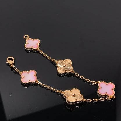 [Clover]CLOVER BRACELET 5 MOTIF PINK AND PINK GOLD