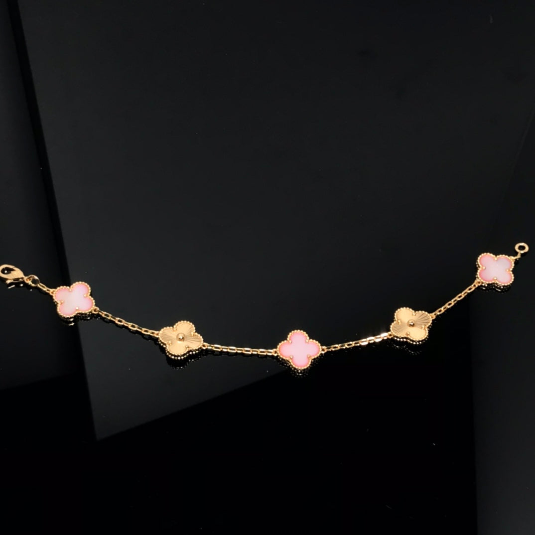 [Clover]CLOVER BRACELET 5 MOTIF PINK AND PINK GOLD