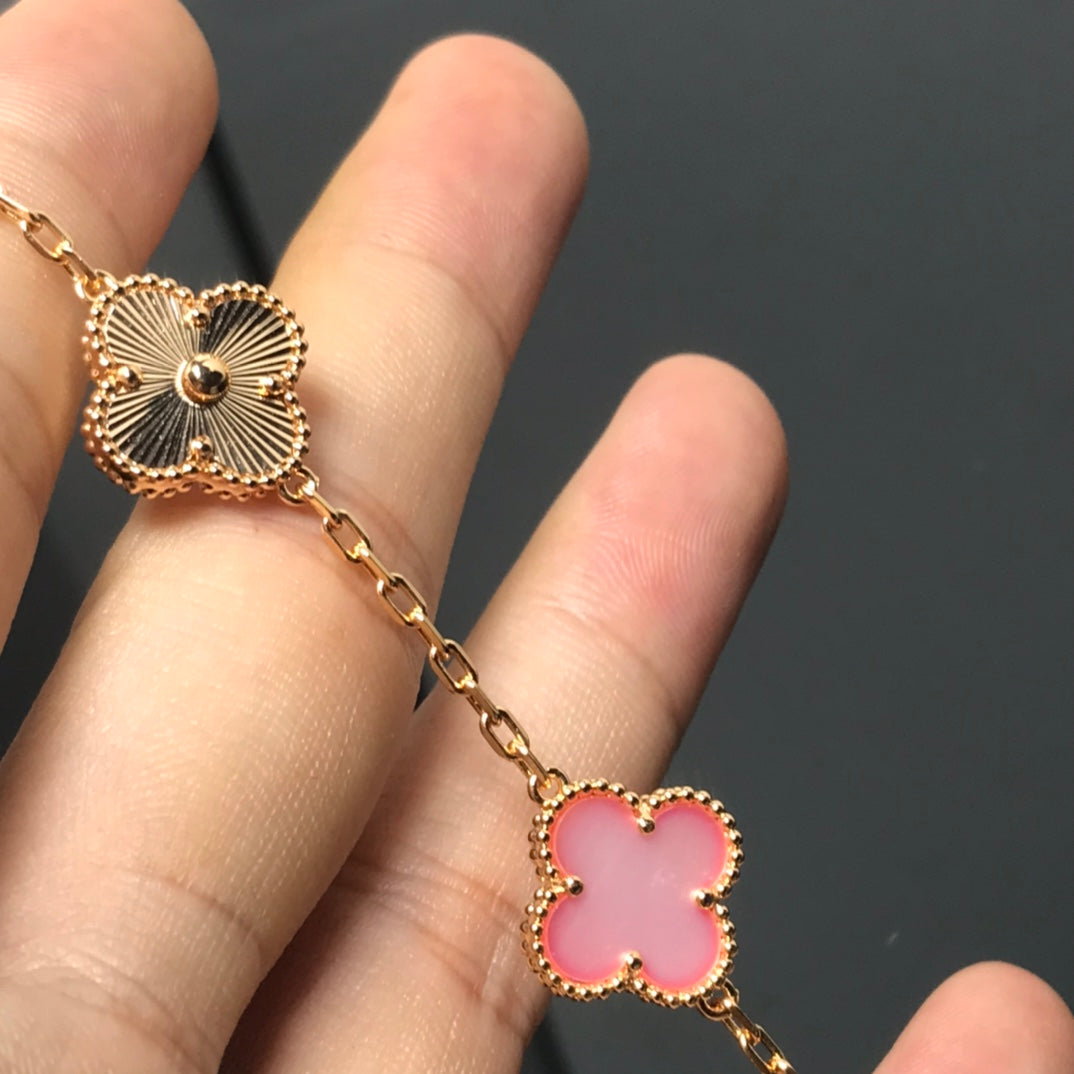 [Clover]CLOVER BRACELET 5 MOTIF PINK AND PINK GOLD