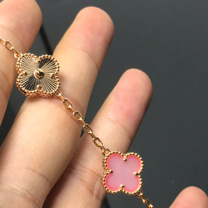 [Clover]CLOVER BRACELET 5 MOTIF PINK AND PINK GOLD