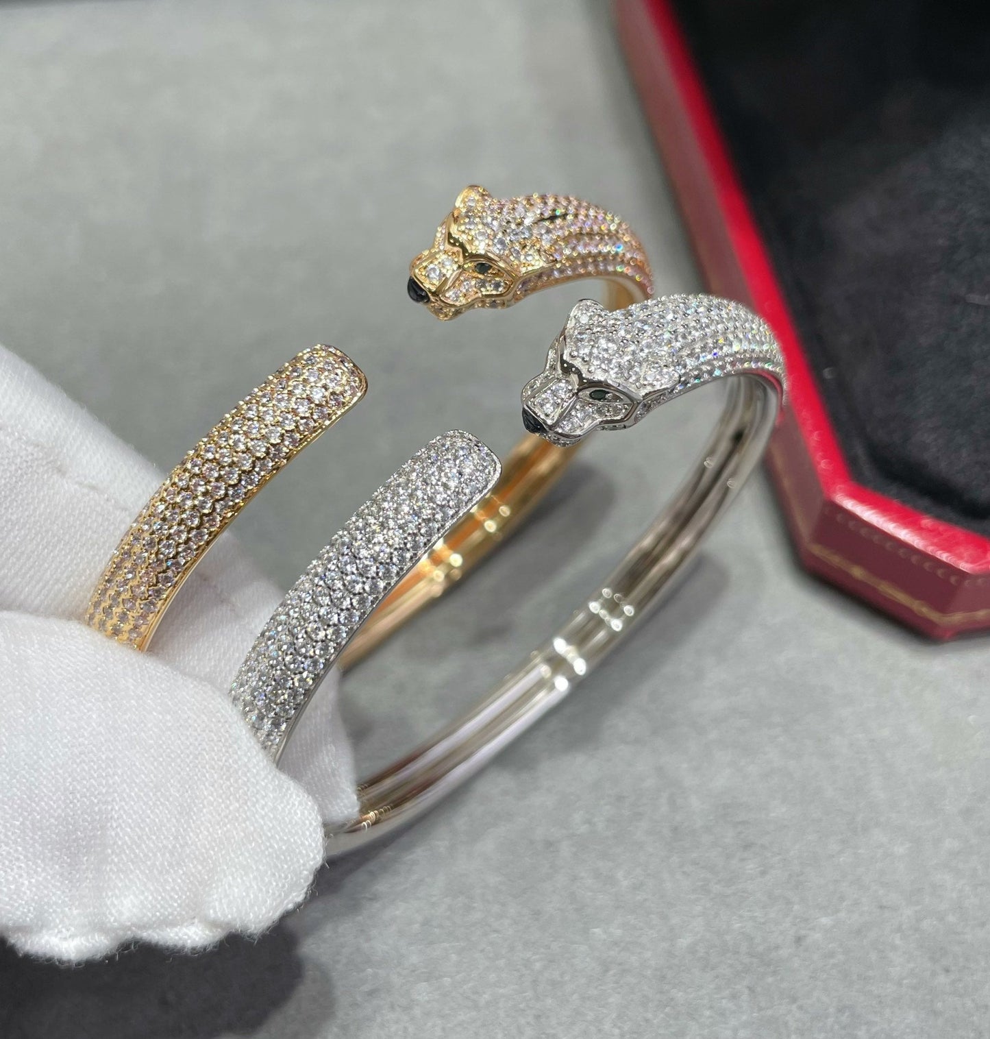 [Clover]PANTHERE FULL DIAMOND OPEN BRACELET