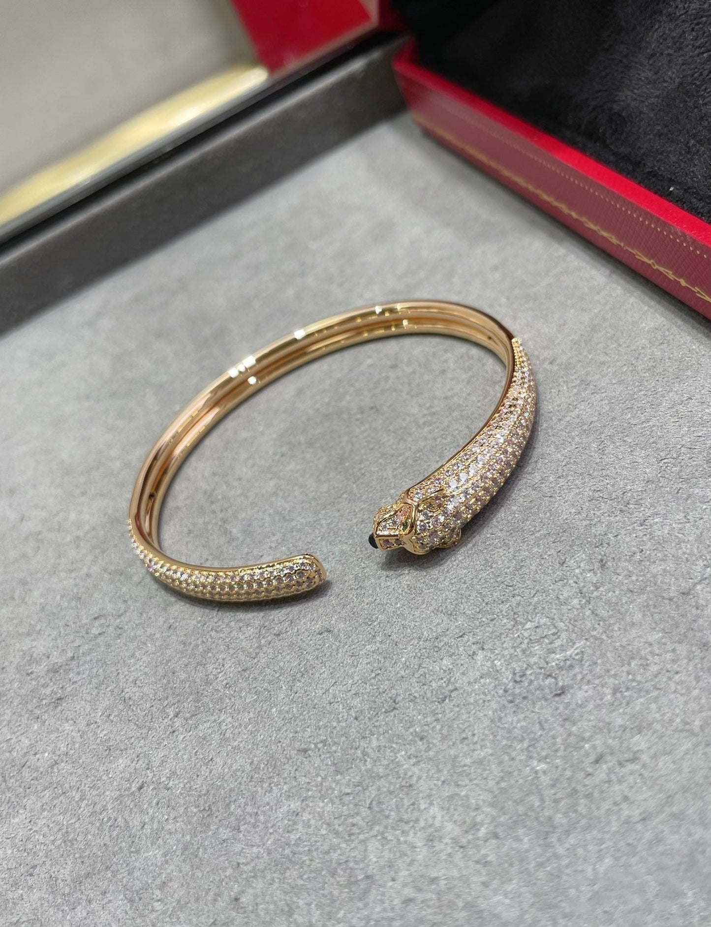 [Clover]PANTHERE FULL DIAMOND OPEN BRACELET