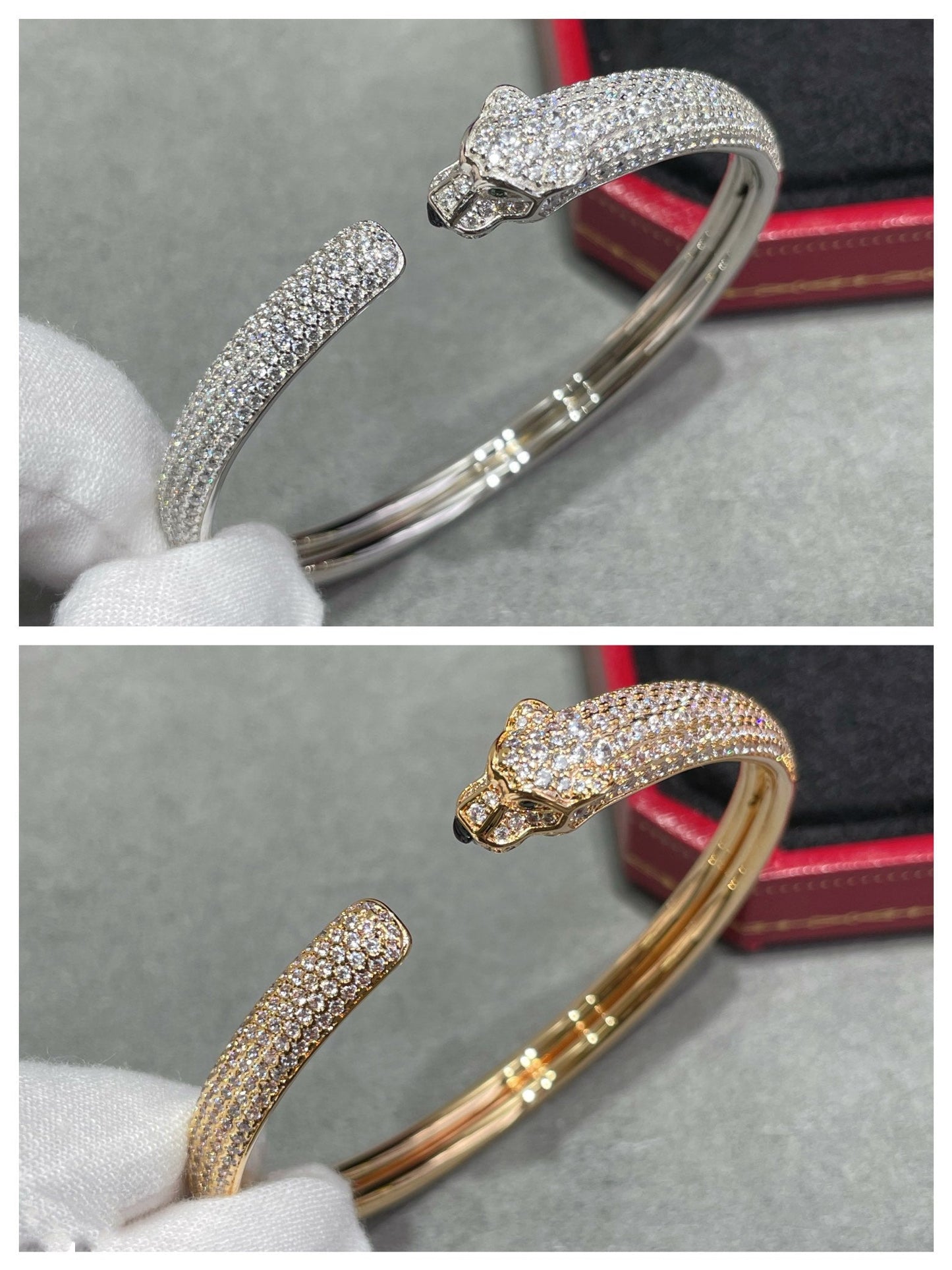 [Clover]PANTHERE FULL DIAMOND OPEN BRACELET