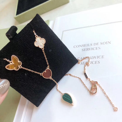 [Clover]LUCKY SPRING 4 MOTIFS ROSE GOLD NECKLACE