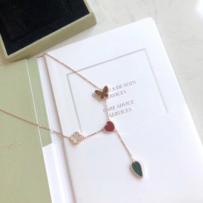 [Clover]LUCKY SPRING 4 MOTIFS ROSE GOLD NECKLACE
