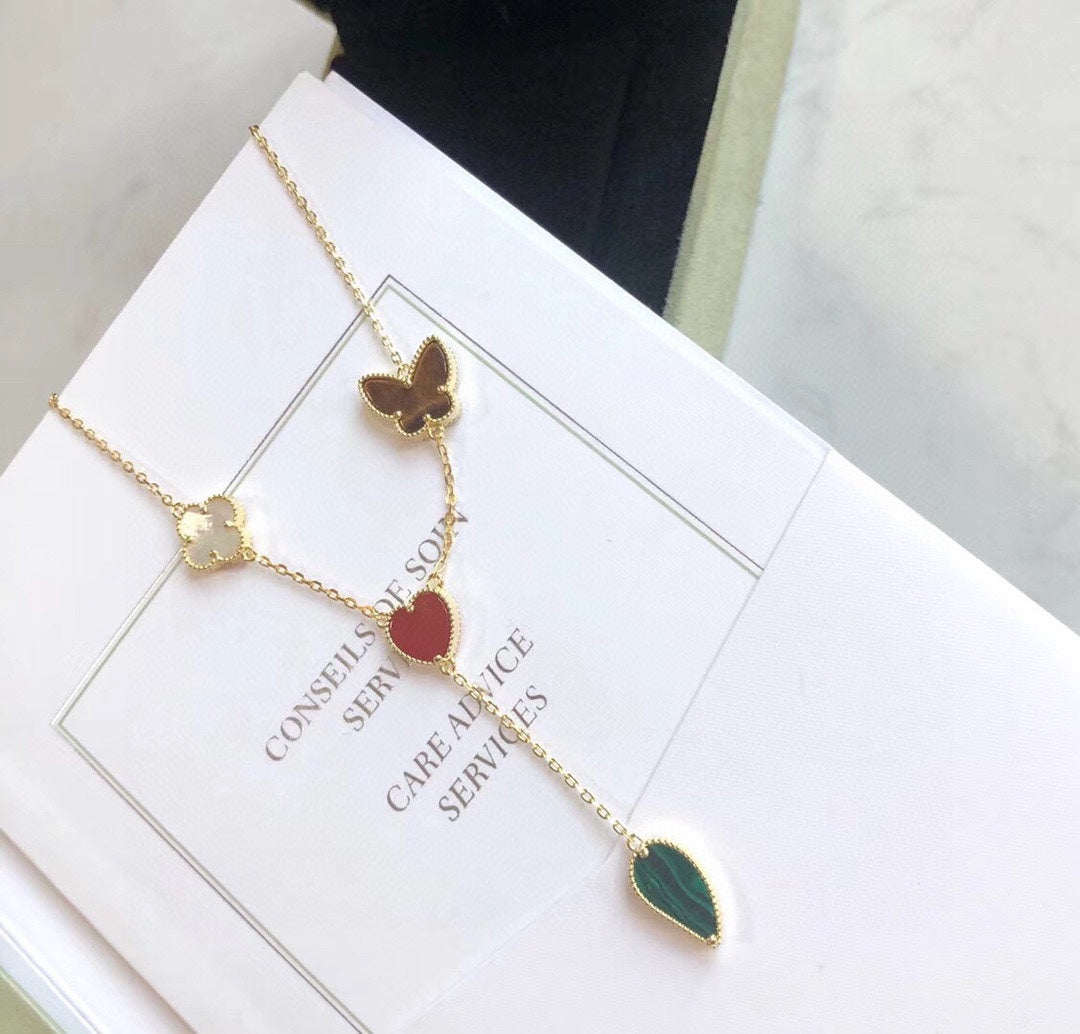 [Clover]LUCKY SPRING 4 MOTIFS ROSE GOLD NECKLACE