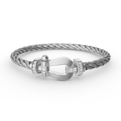 [Clover]FORCE LARGE HORSESHOE HALF DIAMOND BRACELET SILVER