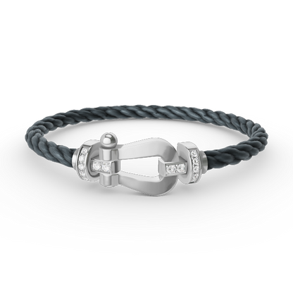 [Clover]FORCE LARGE HORSESHOE HALF DIAMOND BRACELET SILVER