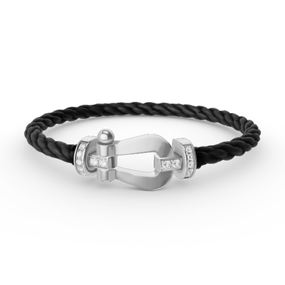 [Clover]FORCE LARGE HORSESHOE HALF DIAMOND BRACELET SILVER