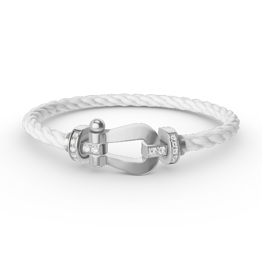 [Clover]FORCE LARGE HORSESHOE HALF DIAMOND BRACELET SILVER