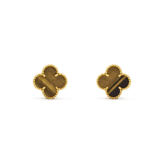 [Clover]CLOVER MEDIUM 1 MOTIFS TIGER EYE EARRINGS